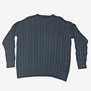 Blumarine Uomo Cable Knit Sweater Made In Italy Mens XL 48" Navy Blue